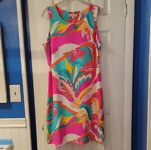 Jude Connally Orange Floral Print Sleeveless Dress